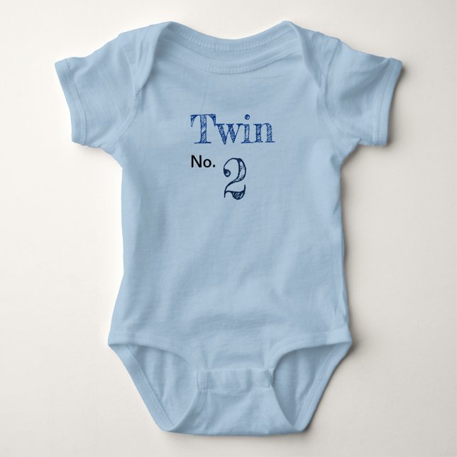 Romper "Twin no.2" blauw. Tee Shirt (Framsida)