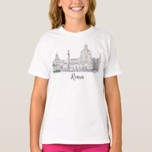 Roms Italien Ancient Architecture Pen and Bläck Sk T Shirt
