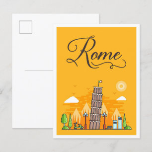 Roms Italien Art Travel Illustration Vykort