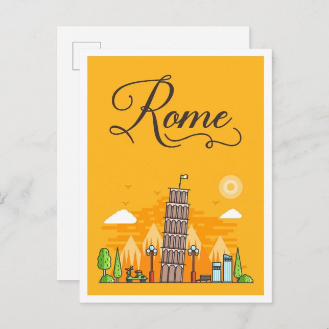 Roms Italien Art Travel Illustration Vykort (Fram/baksida)