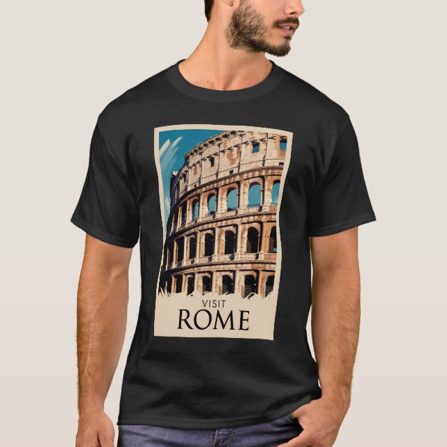 Roms Italien Colosseum Illustration Travel Art T Shirt (Framsida)