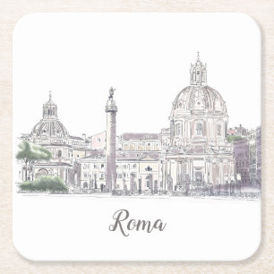 Roms Italien Ikonpenna och illustration av Bläck Underlägg Papper Kvadrat