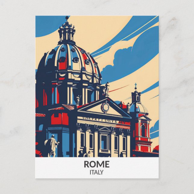 Roms Italien Retro Artwork Travel Vykort (Framsida)