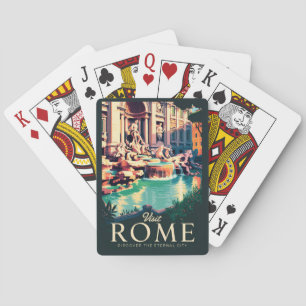 Roms Italien Trevi Fontän Illustration Travel Art Casinokort