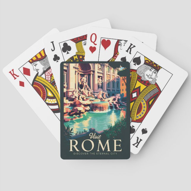 Roms Italien Trevi Fontän Illustration Travel Art Casinokort (Baksidan)