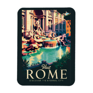 Roms Italien Trevi Fontän Illustration Travel Art Magnet