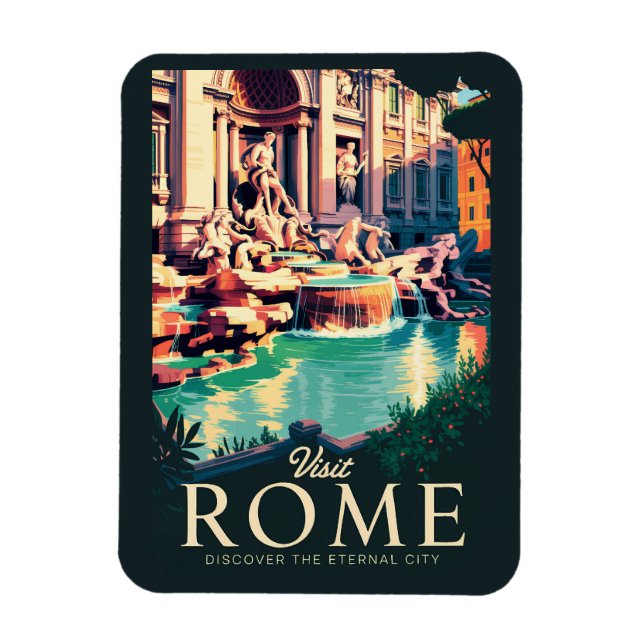 Roms Italien Trevi Fontän Illustration Travel Art Magnet (Vertikal)
