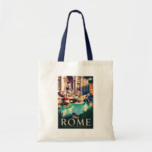 Roms Italien Trevi Fontän Illustration Travel Art Tygkasse