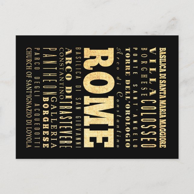 Roms Italien Typography Art Vykort (Framsida)