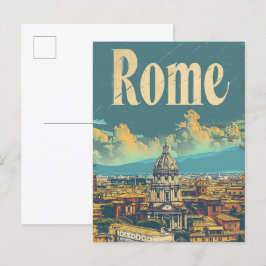 Roms Italien Vintage Retro Travel Illustration Vykort