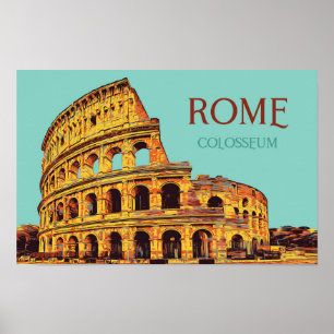 Roms kolosseum illustration Italien Postcard Poster