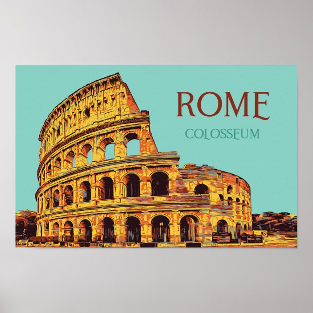Roms kolosseum illustration Italien Postcard Poster (Framsidan)