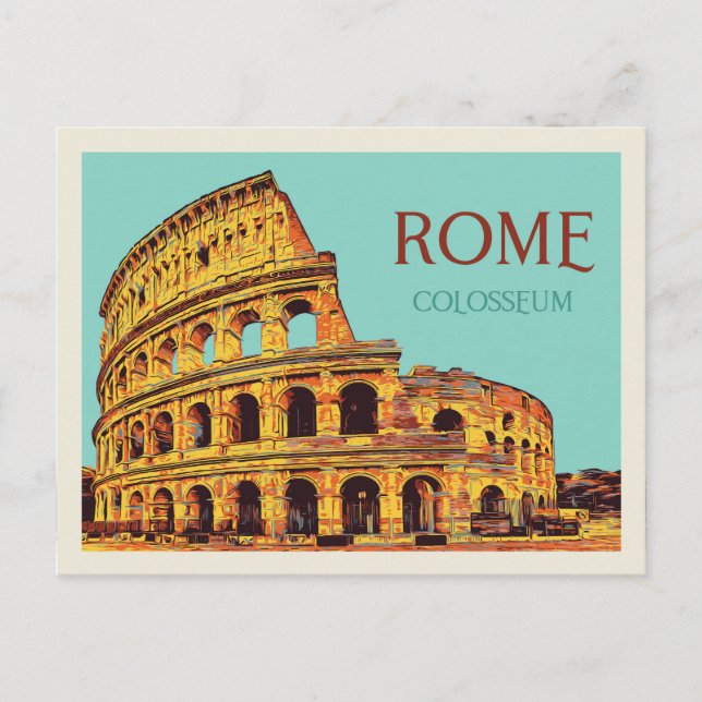 Roms kolosseum illustration Italien Postcard Vykort (Framsida)
