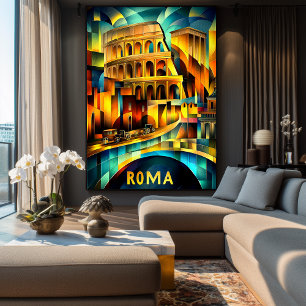 Roms kubistiska arv – Modern geometrisk Colosseum Poster