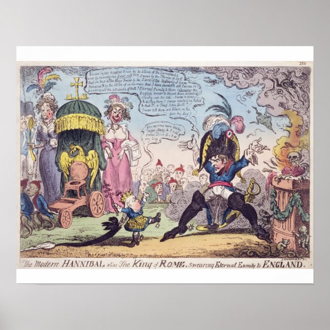 Roms Kung, 1814 - tecknad som visar Napoleon Poster (Framsidan)
