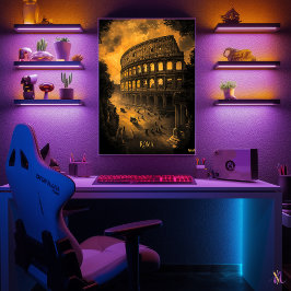 Roms siluett - Koltecknad monokrom konst - Urban Poster