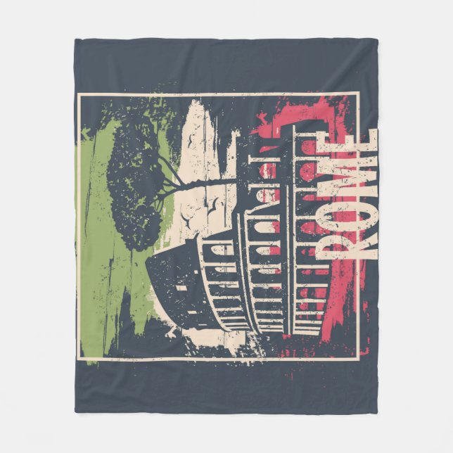 Roms typografi: Eiffel Torn Poster. Fleecefilt (Framsidan)