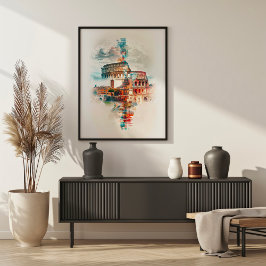 Romsymfoni: Colosseum och Trevi Fontän Poster