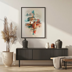 Romsymfoni: Colosseum och Trevi Fontän Poster