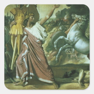 Romulus, erövrare av Acron, som tar sin booty till Fyrkantigt Klistermärke