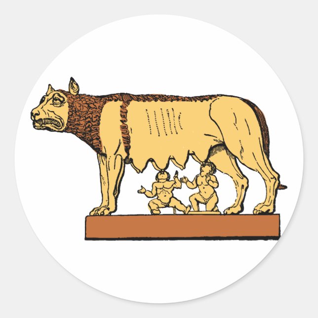Romulus och Remus Runt Klistermärke (Framsida)