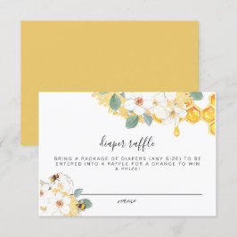 Romy - Blommigt Honungsbin Diaper Raffle Biljett C Inbjudningar