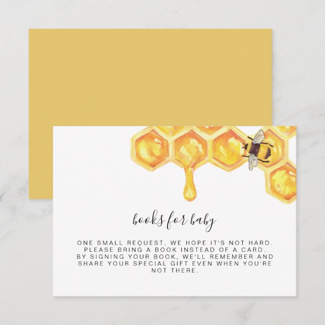 Romy - Honeycomb Bee Bokar för Baby Infoga Inbjudningar (Fram/baksida)