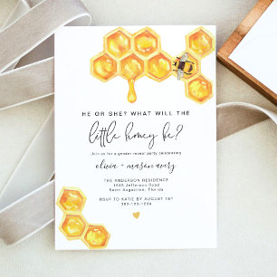 ROMY Minimal Rustic Little honey Bee Gender Reveal Inbjudningar