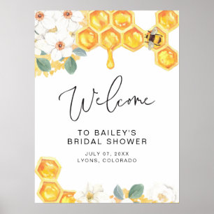 ROMY Rustic White Blommig Humla Bröllopsfest Poster