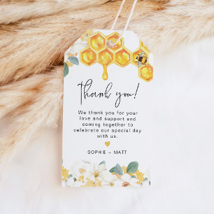 ROMY Rustic White Blommigt honey Humla Presentetikett