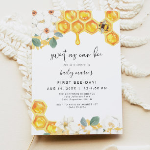 ROMY Sweet as can be White Blommigt 1a Birthday Inbjudningar