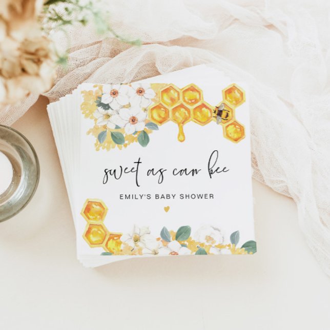 ROMY Sweet som kan vara vit Blommigt Baby Shower Pappersservett (Skapare uppladdad)