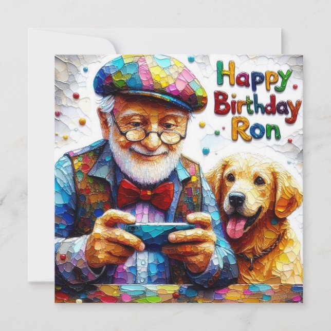 Ron~ Birthday Card ~ Golden Retriever ~ (Framsida)