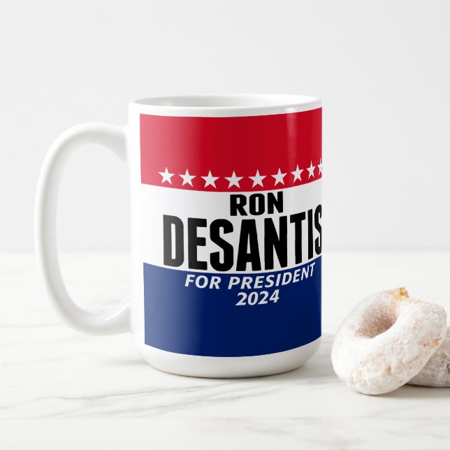 Ron Desantis 2024 klassisk blå röd för president Kaffemugg (Med munk)
