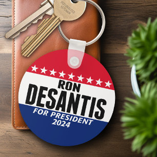 Ron Desantis 2024 klassisk blå röd för president Nyckelring