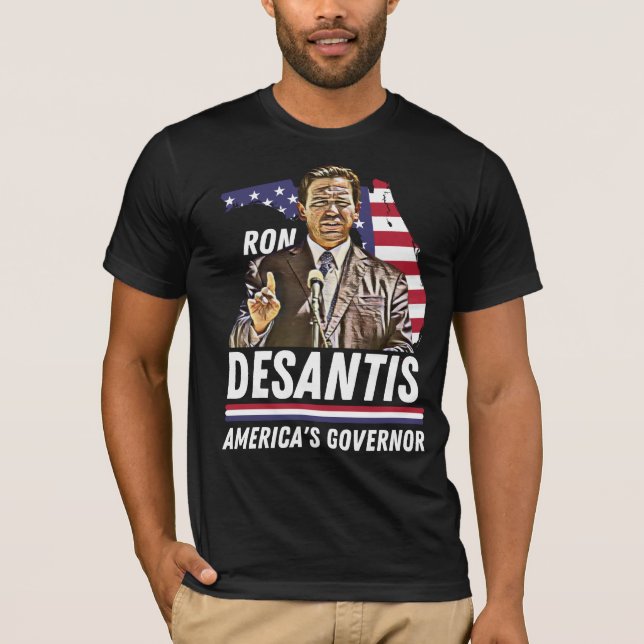 Ron Desantis: Amerikanska guvernören Patriotic Flo T Shirt (Framsida)