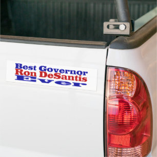 Ron DeSantis bästa guvernör någonsin röd blå text Bildekal