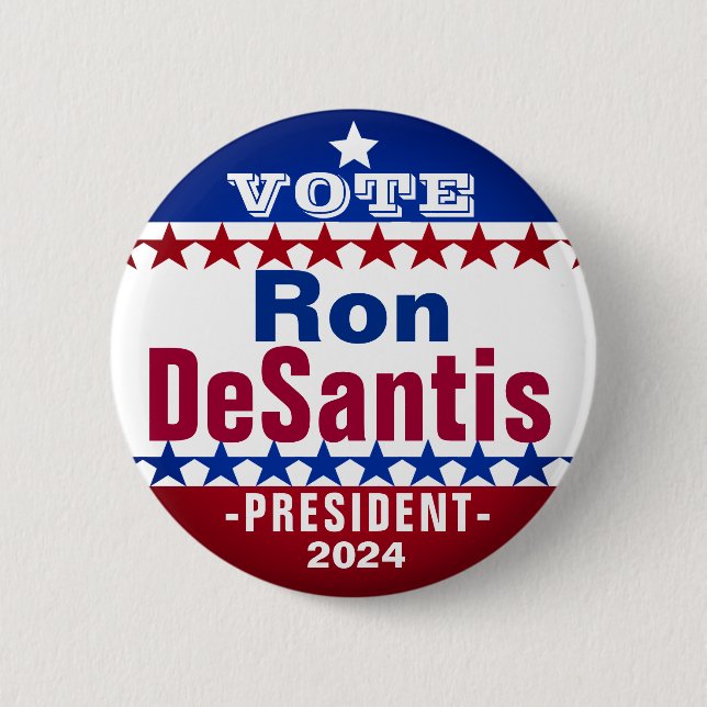 Ron DeSantis för president 2024 Button Kampanj Knapp (Framsida)