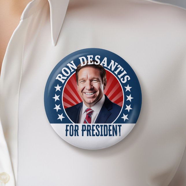 Ron DeSantis för president 2024 - Kampanj Photo Knapp (DeSantis Campaign Button - Great Personalized Rally button for Your Next Election)