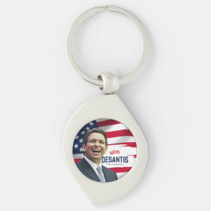 Ron Desantis för president 2024 Swirl Silverfärgad Nyckelring
