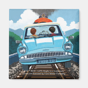 Ron & HARRY POTTER™ i flygande bil till HOGWARTS™ Magnet