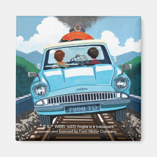 Ron & HARRY POTTER™ i flygande bil till HOGWARTS™ Magnet