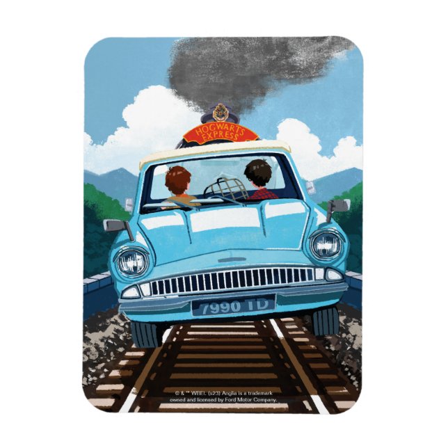 Ron & HARRY POTTER™ i flygbil till HOGWARTS™ Magnet (Vertikal)