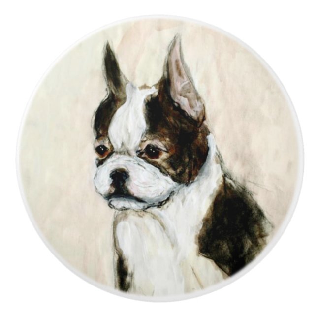 Ron Hevener Boston Terrier Doorknob Knopp (Framsidan)