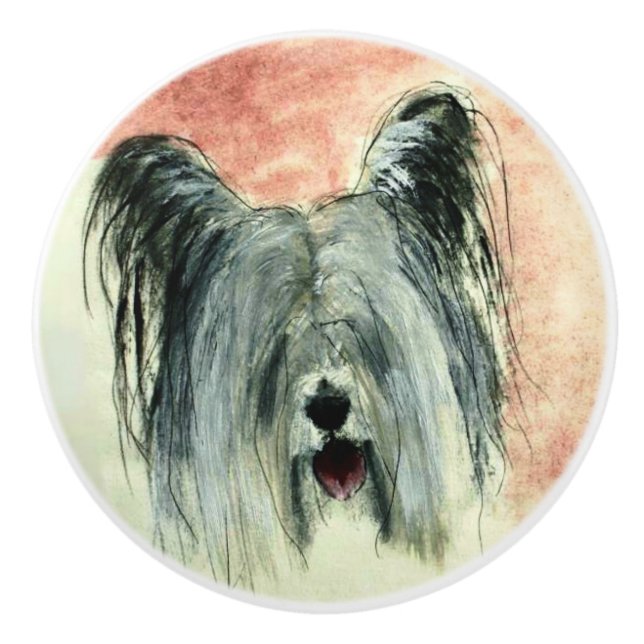 Ron Hevener Skye Terrier Hund Knopp (Framsidan)