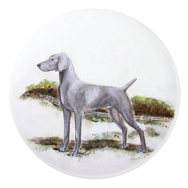 Ron Hevener Weimaraner Hund Knopp (Framsidan)