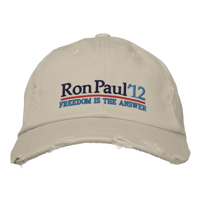 Ron Paul ’12 Kampanj stil Hat Broderad Keps (Framsida)
