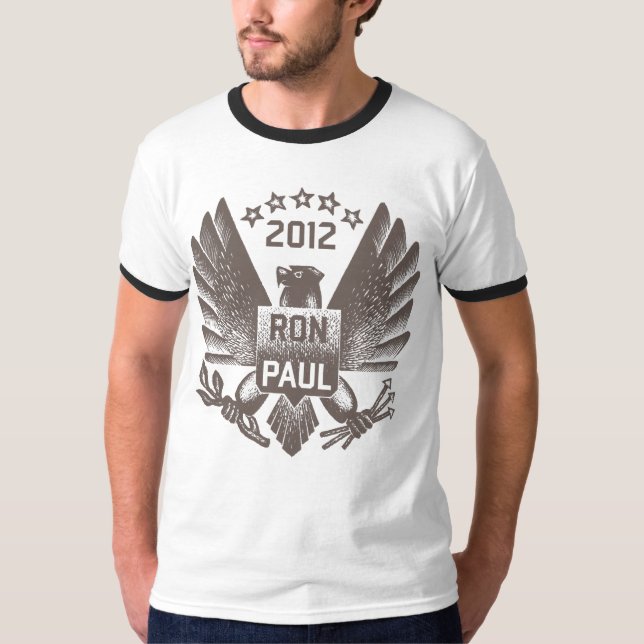 Ron Paul 2012 mörk grå färgörn T-shirt (Framsida)