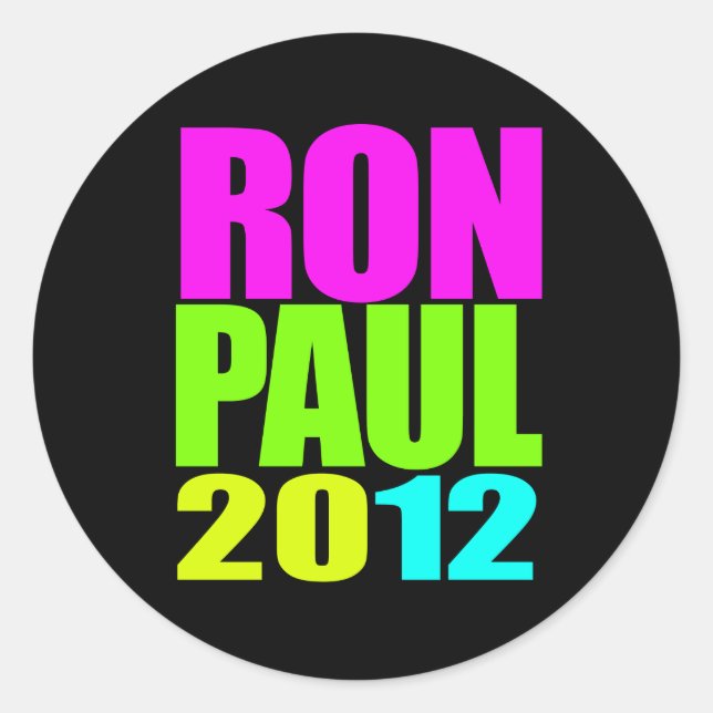 RON PAUL 2012 NEON RUNT KLISTERMÄRKE (Framsida)