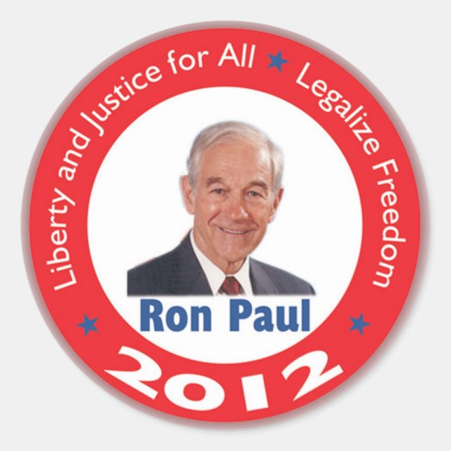 Ron Paul 2012 Sticker Runt Klistermärke (Framsida)